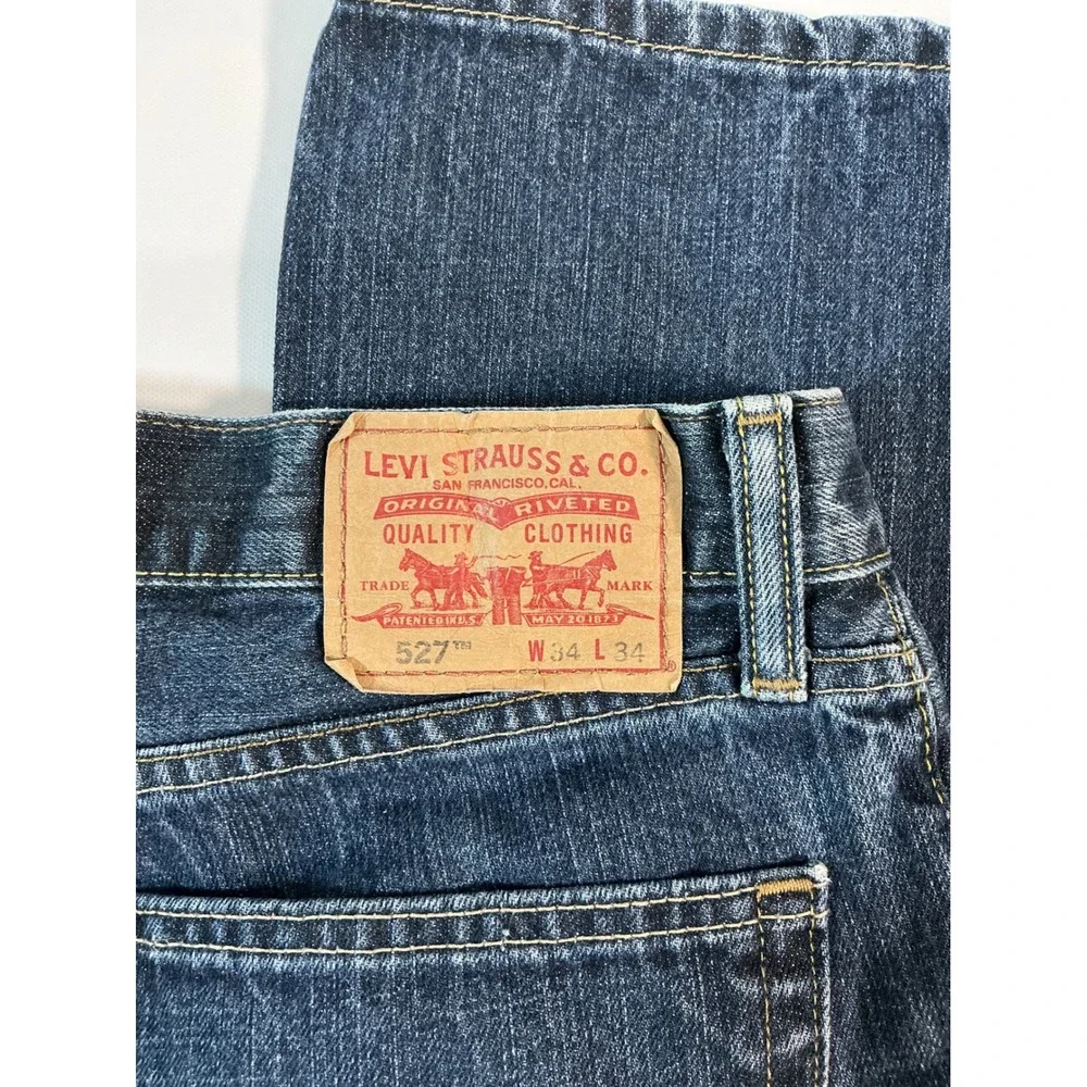 Levi's 527 Slim Bootcut Men's Jeans Dark Wash Denim Blue Cowboy Size 34x34